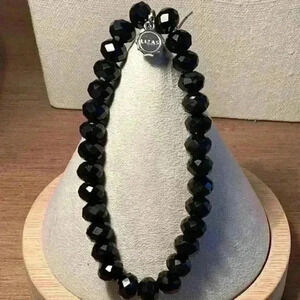 Black Faceted Black Beads Stretch Bracelet